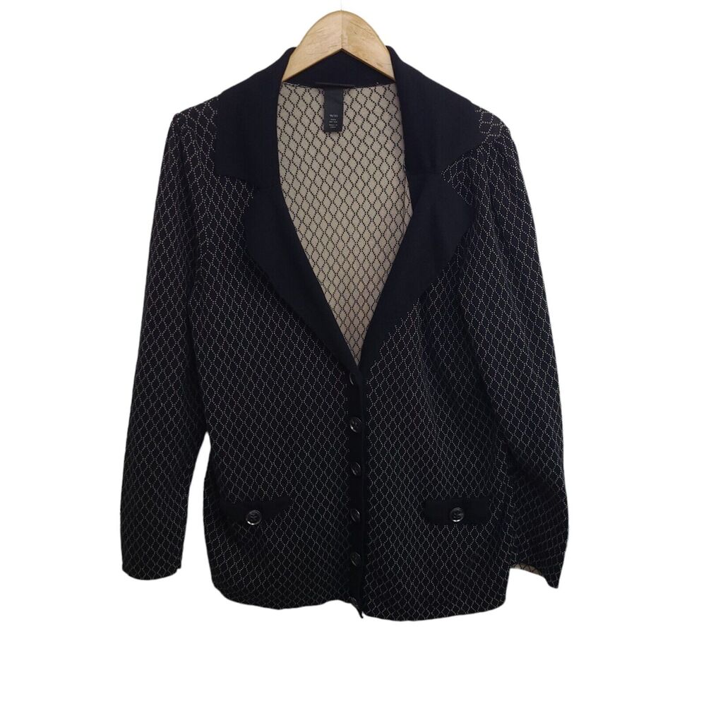 Lane Bryant‎ 100% Cotton Black & Beige Collared Button Cardigan Sweater 18/20